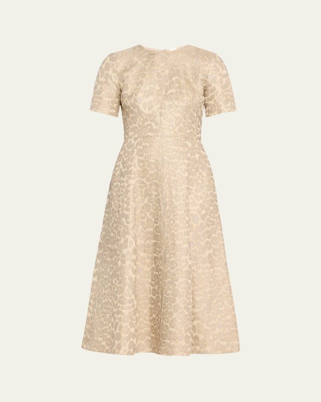 Evangeline Leopard Jacquard Midi Dress